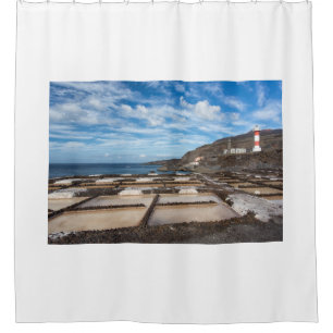 Lighthouse and salines at La Palma Shower Curtain