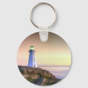 Lighthouse and Sunset Photo Key Ring