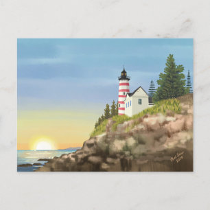 Lighthouse and Sunset  Postcard