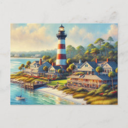 Lighthouse at Harbour Town South Carolina  Postcard