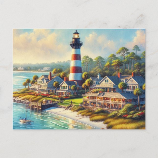 Lighthouse at Harbour Town South Carolina  Postcard (Front)