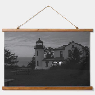 Lighthouse at night hanging tapestry