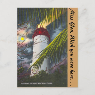 Lighthouse at night Key West, Florida Postcard
