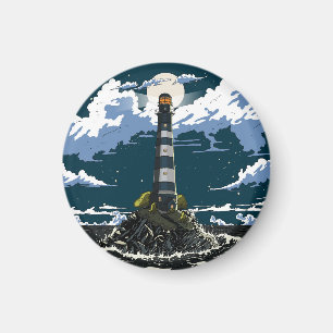 Lighthouse At Night Magnet