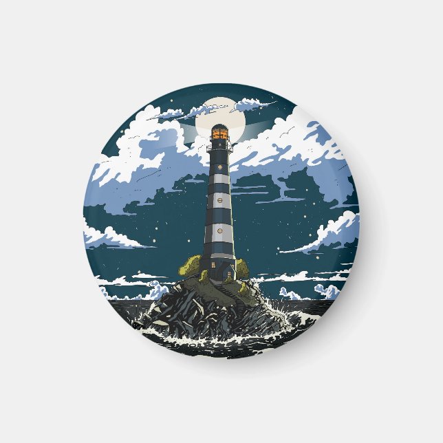 Lighthouse At Night Magnet (Front)