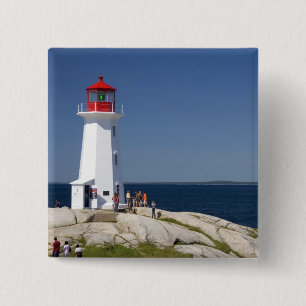 Lighthouse at Peggy's Cove, Nova Scotia, Canada. 15 Cm Square Badge