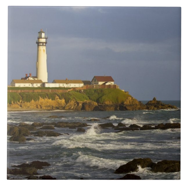 Lighthouse at Pigeon Point State Beach in San 2 Tile (Front)