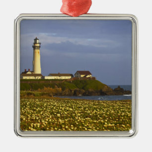 Lighthouse at Pigeon Point State Beach in San Metal Tree Decoration