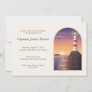 Lighthouse at Sunset Arched Retirement Invite