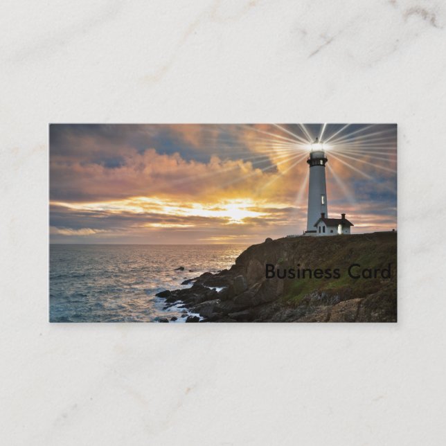 Lighthouse at Sunset Business Card (Front)
