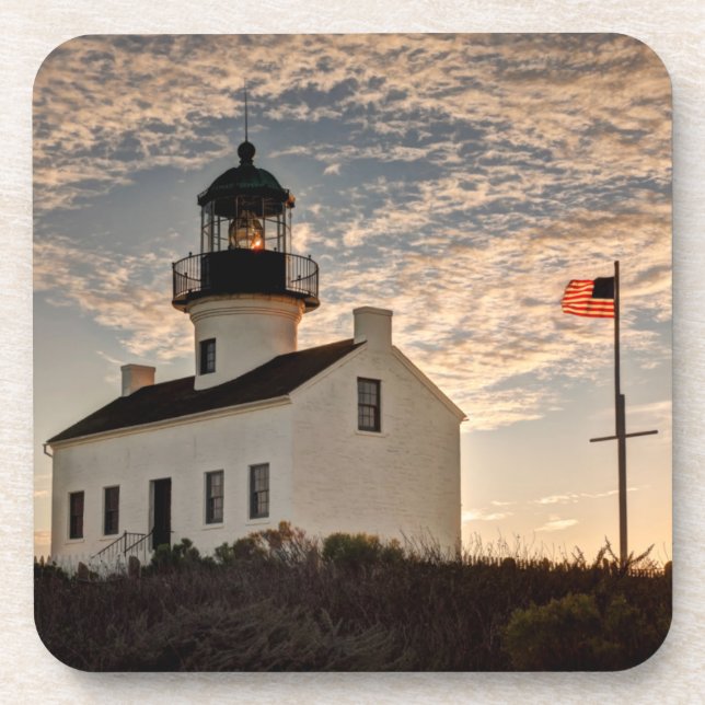 Lighthouse at sunset, California Coaster (Front)