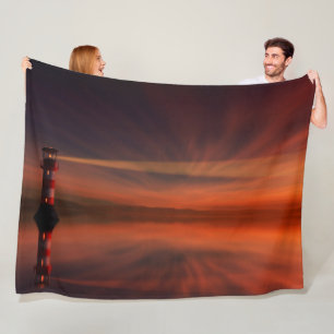 LIGHTHOUSE at SUNSET Fleece Blanket