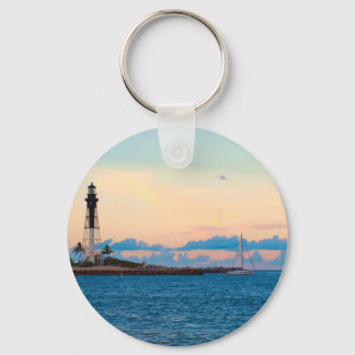 Lighthouse at Sunset Key Ring