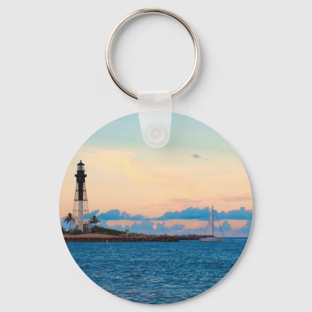 Lighthouse at Sunset Key Ring (Front)