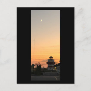 Lighthouse at Sunset with Moon Postcard