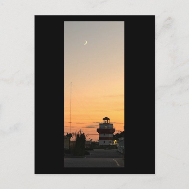 Lighthouse at Sunset with Moon Postcard (Front)