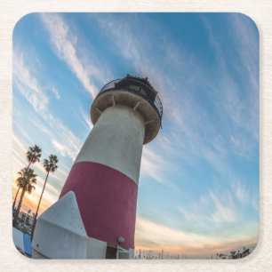 Lighthouse at the Oceanside Harbour Square Paper Coaster
