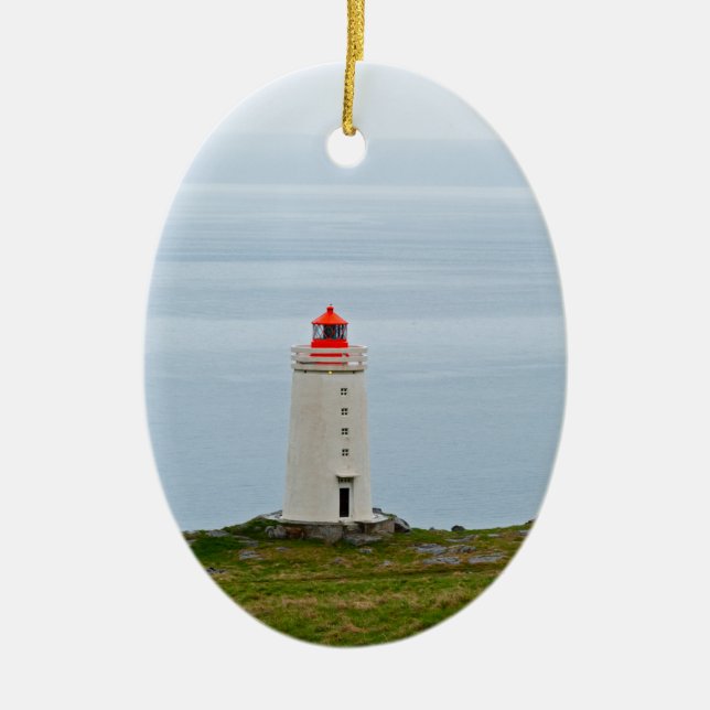 Lighthouse at Vatnsnes Peninsula - Iceland Ceramic Ornament (Front)
