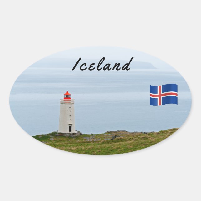 Lighthouse at Vatnsnes Peninsula - Iceland Oval Sticker (Front)