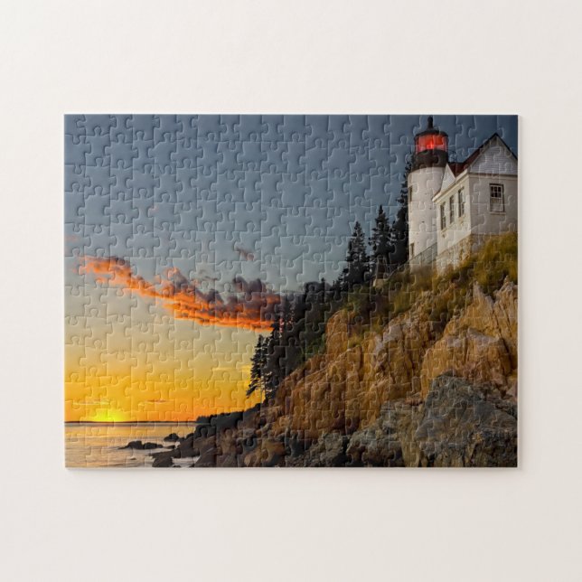 Lighthouse Bar Harbor Maine. Jigsaw Puzzle (Horizontal)