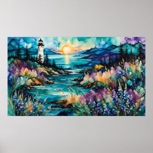 Lighthouse Bay Mountain Wildflower Garden Poster