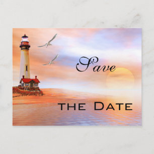 Lighthouse Beach Save the Date Postcard