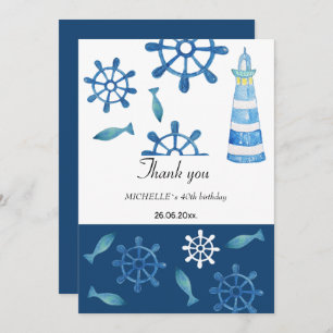 Lighthouse Beach Watercolor Hand-painted Thank You Card