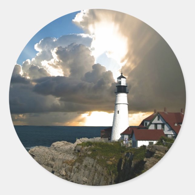 Lighthouse Beacon Classic Round Sticker (Front)