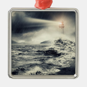 Lighthouse Beacon Metal Ornament
