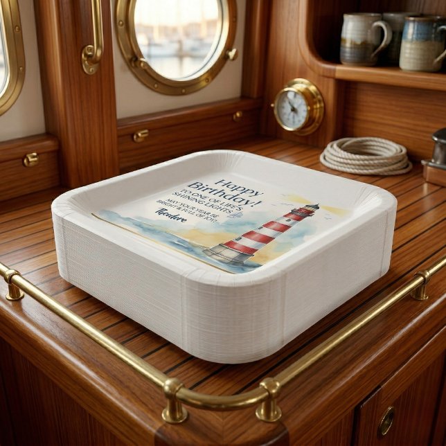 Lighthouse Birthday Shining Light Paper Plate (Easy cleanup and beautiful design)