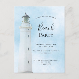Lighthouse blue party summer invitation postcard