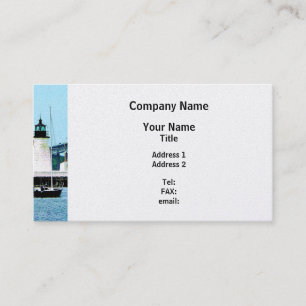 Lighthouse, Bridge and Boats - Platinum Finish Business Card