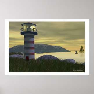 Lighthouse by the Bay Poster