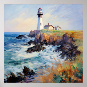 Lighthouse By The Sea - French Impressionism Art Poster