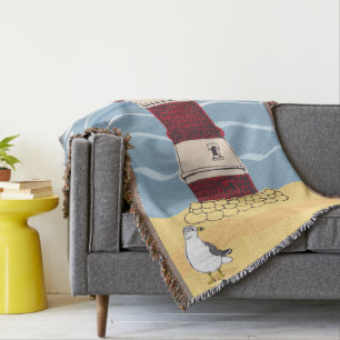 Lighthouse by the Sea Throw Blanket