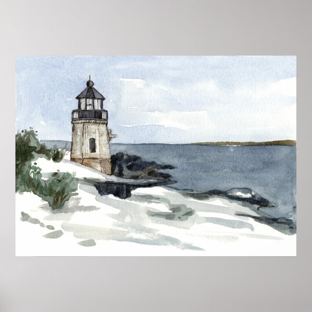 Lighthouse Castle Hill Rhode Island Winter Snow  Poster (Front)