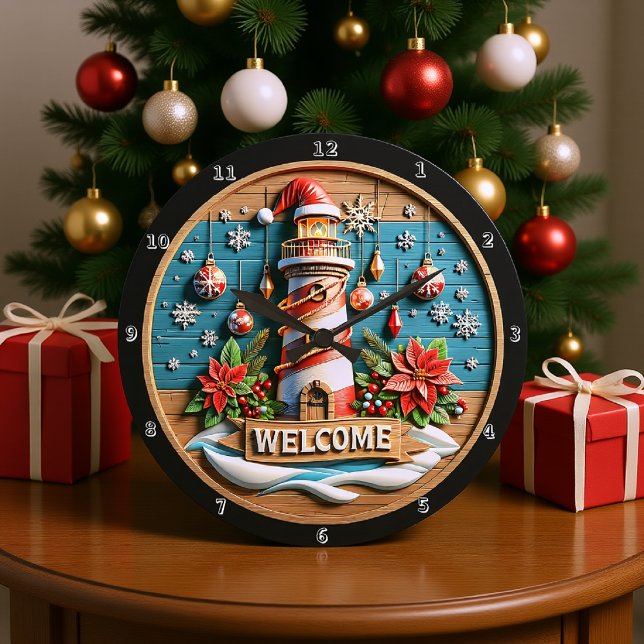 Lighthouse Christmas Large Clock (Creator Uploaded)