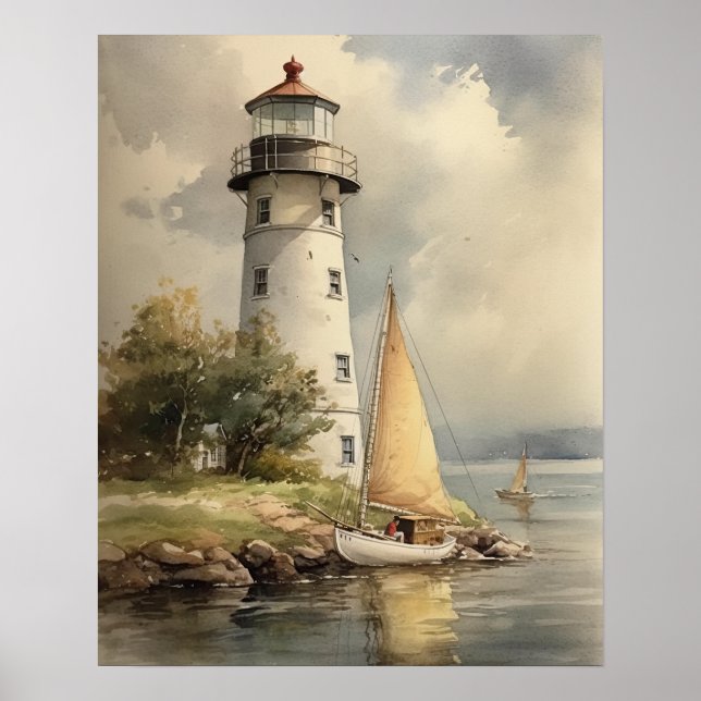 Lighthouse Coastal Art Print Poster (Front)