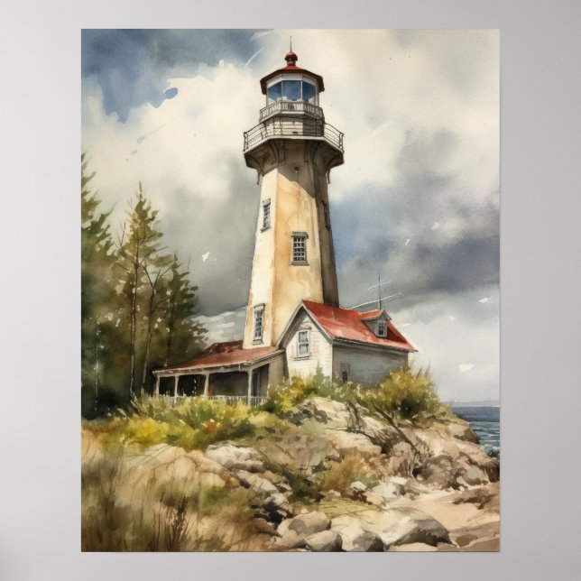 Lighthouse Coastal Art Print Poster (Front)