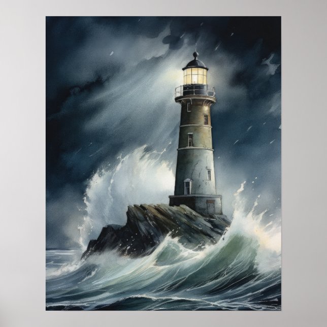 Lighthouse Coastal Art Print Poster (Front)