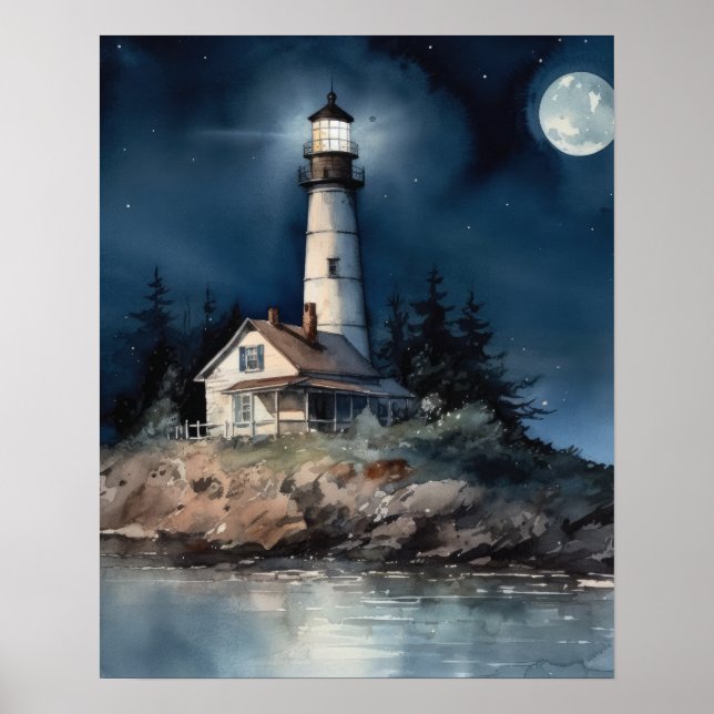 Lighthouse Coastal Art Print Poster (Front)