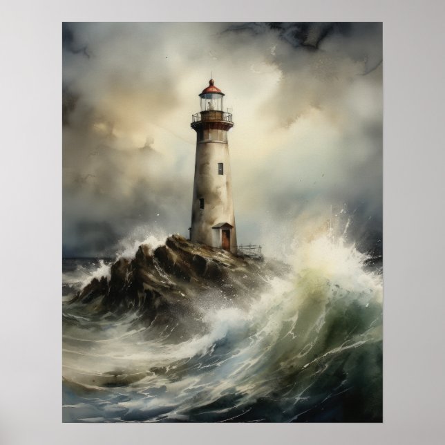 Lighthouse Coastal Art Print Poster (Front)