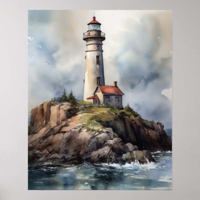 Lighthouse Coastal Art Print Poster (Front)