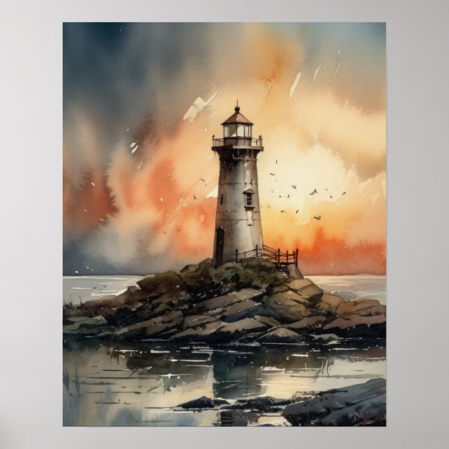 Lighthouse Coastal Art Print Poster (Front)