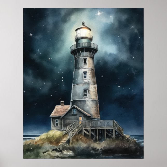 Lighthouse Coastal Art Print Poster (Front)