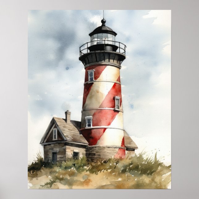 Lighthouse Coastal Art Print Poster (Front)