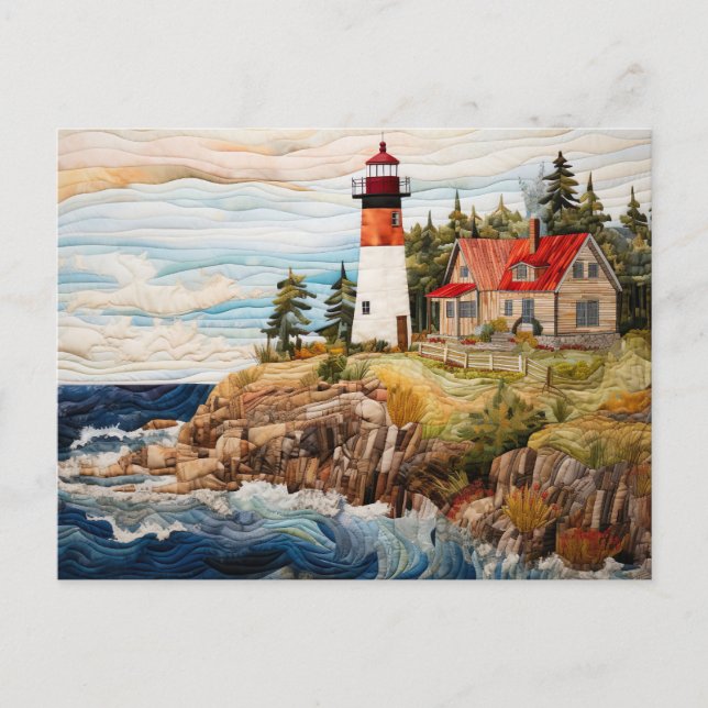 lighthouse coastal landscape quillting style postcard (Front)