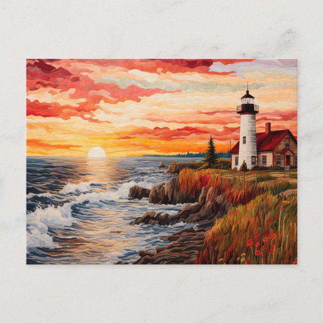 lighthouse coastal landscape quillting style postcard (Front)