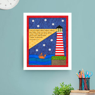 Lighthouse Collage with Crab Inspirational Poster