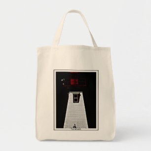 Lighthouse & crow photo on natural tote bag